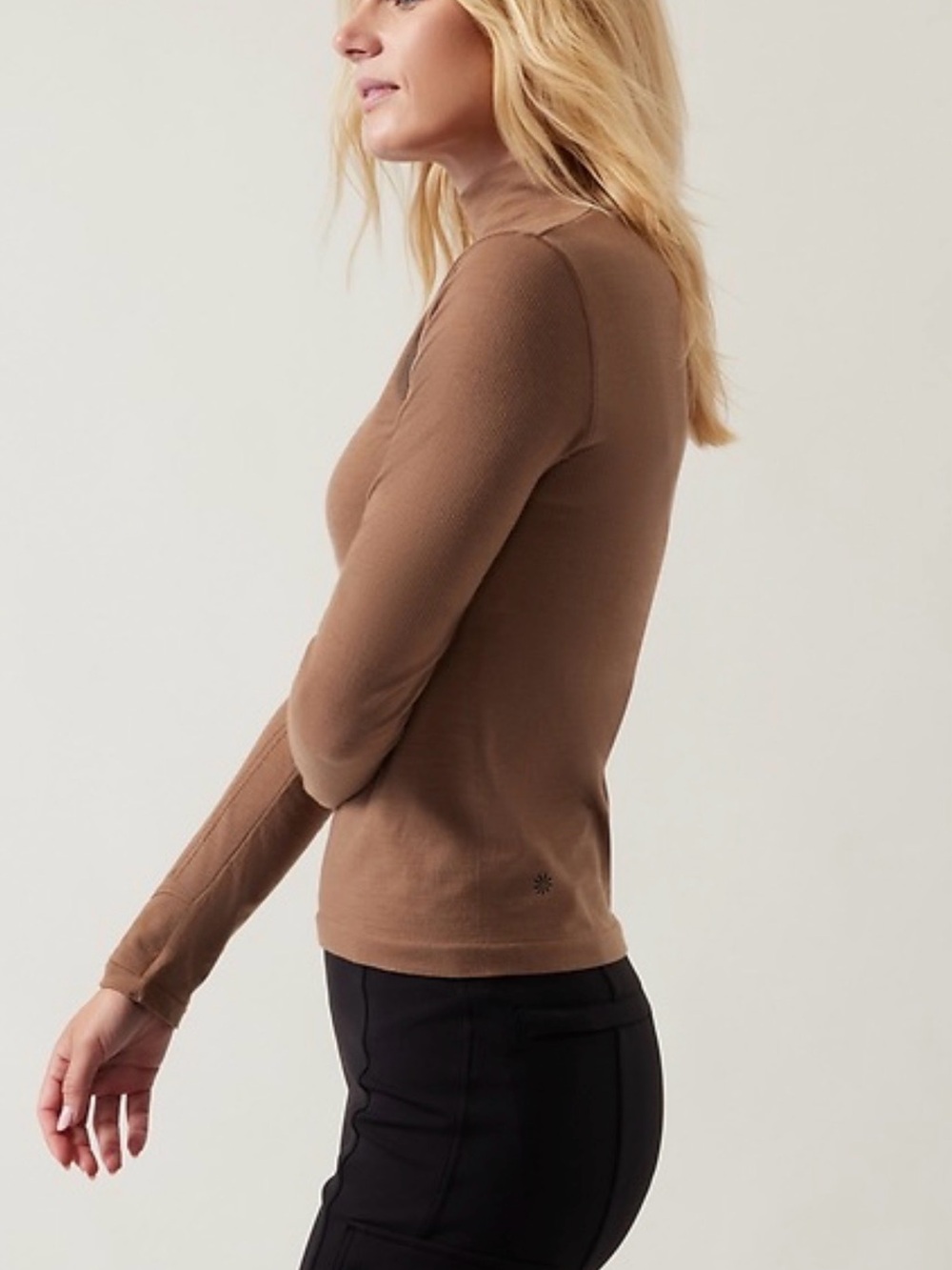 Athleta Brown Long-Sleeve Turtleneck Top